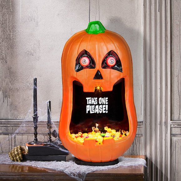 61C7uv+T0IL.jpg Animated Jack-O\'-Lantern Door Accessory Candy Bowl